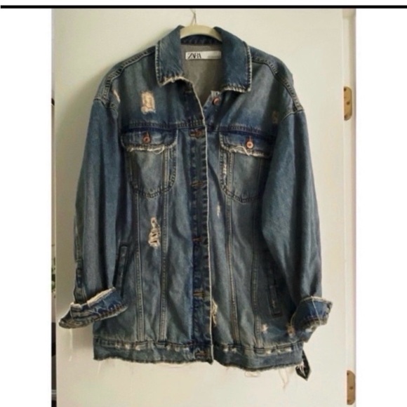 ZARA Ripped Jean Jacket - Picture 6 of 11